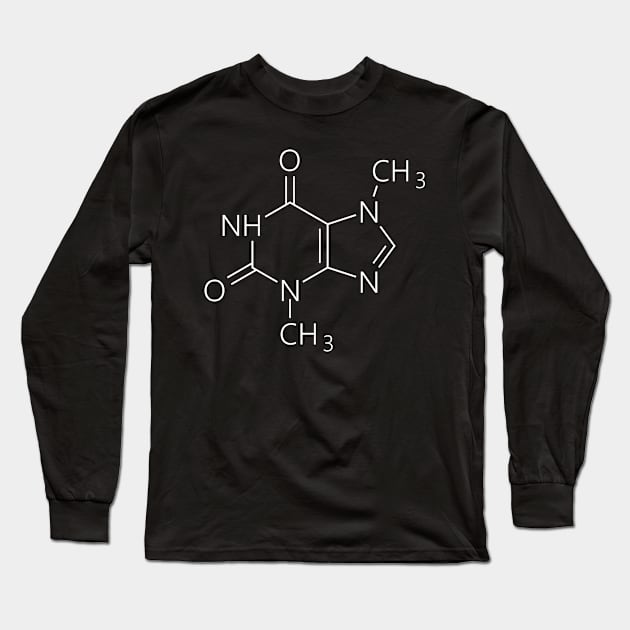 cafeine molecule, cool design for science, chemistry and coffee lovers Long Sleeve T-Shirt by NoetherSym